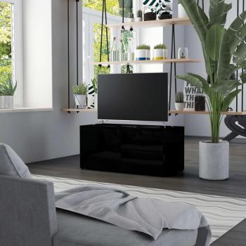 Mueble para TV de madera contrachapada negro brillante 80x34x36 cm