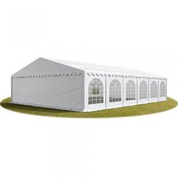 Carpa para fiestas 8x12 m, PVC 750 ignífugo, con base reforzada, blanca