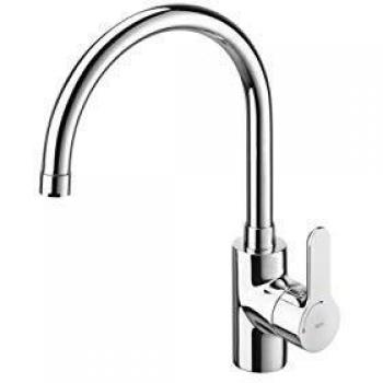 Roca A5A8409C00 Grifo Monomando para Cocina con Caño Giratorio y Inicio Fresco, Cromado