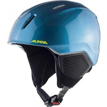 ALPINA Carat LX Casco de esquí, Niños, Azul-Amarillo neón, 48-52 cm
