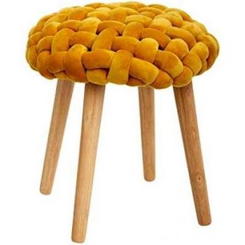 Taburete de Punto Mostaza Atmosphera MDF HEVEA Poliéster 39x43