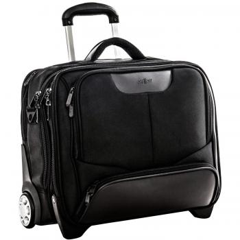 Rolling - Funda para ordenador portátil de hasta 17 pulgada negro de Poliéster con polipiel / cuero sintetico con trolley el rodillo