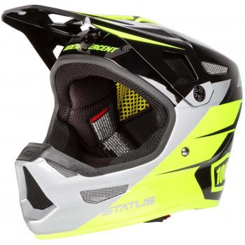 Desconocido 100% Status – Casco Integral Mixta, Unisex Adulto, Color Gris/Amarillo, tamaño Large