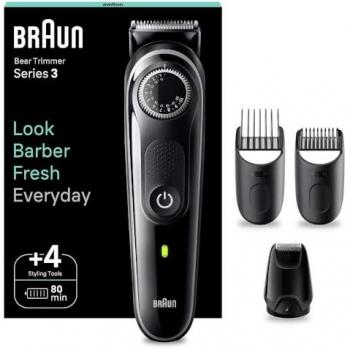 Braun BT3440 Recortadora De Barba Series 3, Máquina Cortar Pelo, Cortapelos Hombre con Lámina Ultraafilada, 40 Ajustes De Longitud, Recargable, 80 Minutos De Autonom