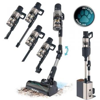 Aspirador Vertical Sin Cable Cecotec Conga Rockstar 5500 Hurricane Station Pet Flex, Autovaciado, 90 min de Autonomía, Max 220AW, Cepillo Antienredo