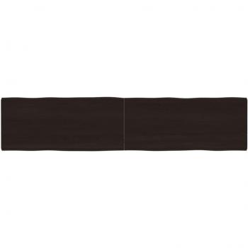 Tablero de mesa de roble sin tratar marrón oscuro 180 x 40 x (2-4) cm con borde natural gris tratado de 4 cm