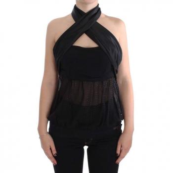 Exte Sleeveless Black Neck Wrap Top Blouse - IT40|S, Female, Size: XS