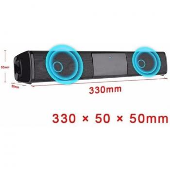 Barra de Sonido Inalámbrica Bluetooth con FM, Altavoz Estéreo para Home Theater, Conexión Aux y USB, Micrófono Integrado