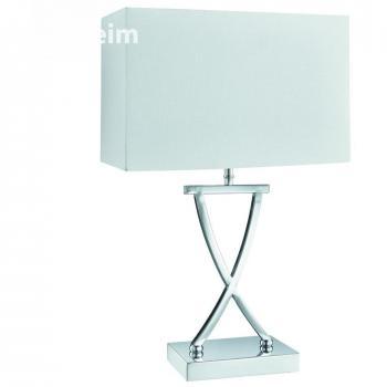 Lámpara de mesa Club, cromo/blanco, 35,5 cm de altura, textil, E14