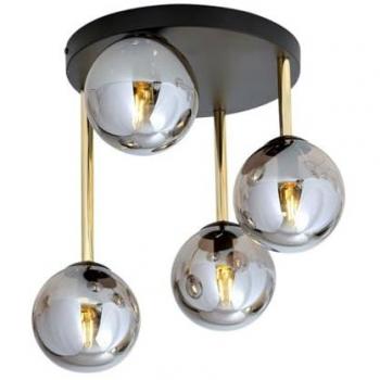 Lámpara de Techo Dolce EPIKASA, Acero Negro y Oro con Vidrio, 40x40x47 cm