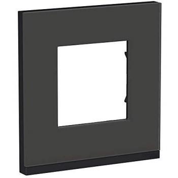 Marco 1 Elemento PURE Cristal Negro Schneider Electric - Diseño Cuidado de Formas Puras con Liseré Anthracite