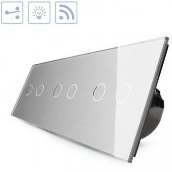 LEDBOX Conmutador táctil + remoto 6 botones frontal gris