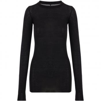 Rick Owens Women's Basic Ribbed Long Sleeve T-Shirt in Black | Size 42 | RP02D3202RC09