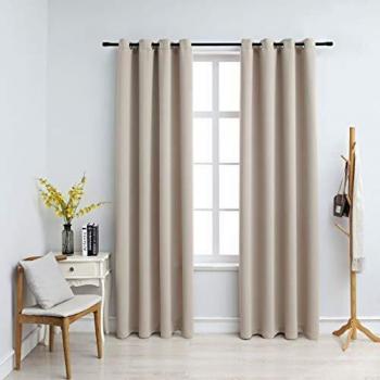 vidaXL Cortinas opacas con anillas de metal 2 piezas beige 140x175 cm