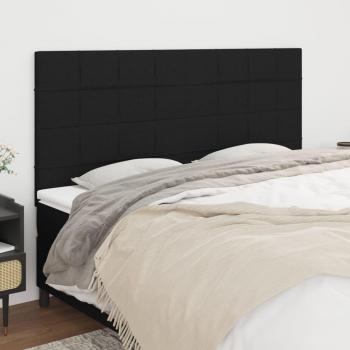 Cabeceros 4 piezas Negro 100x5x78/88 cm Tela
