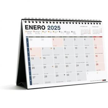Calendario Sobremesa Anual 2025 Miquelrius A5 Completo 210x148,5 mm con espacio para anotar y encuadernación espiral doble