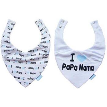 MI CASA 5358-12 Babero I Love Papa/Mama AZ S/2, Azul