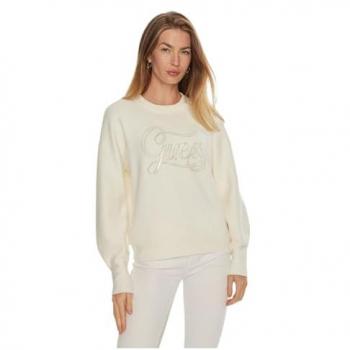 Guess Laura Cream Regular Fit Sweater with Sequin Logo