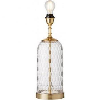 Lámpara de mesa Wistow 1 luz Latón macizo, Vidrio cincelado, E27 sin pantalla