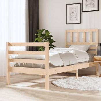 Estructura de cama de madera maciza redonda 100x200 cm