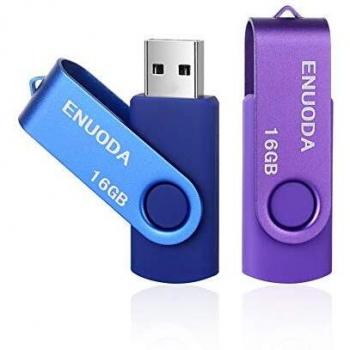 2 Piezas 16GB USB 2.0 ENUODA Pendrive Pivote Memorias Giratoria Plegable Diseño de Cierre