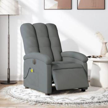 Sillón reclinable de masaje eléctrico en tela gris claro, gris oscuro y negro - Sillón cómodo para dormitorio, silla relax, sofá