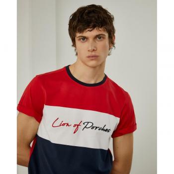 Camiseta de hombre Lion of Porches en marino tricolor de manga corta