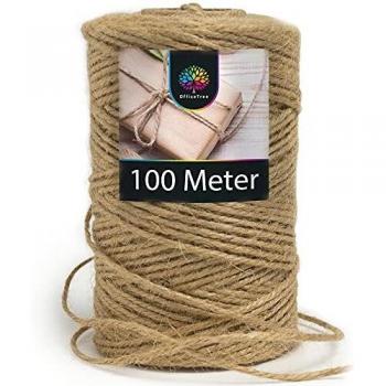 OfficeTree Cuerda Manualidades 100 m - Cuerda de Yute 1 Rollo - Producto Natural Hogar, Jardinería, Artesanía y Decoración