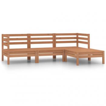 vidaXL 4 Piece Garden Lounge Set Solid Pinewood Honey Brown