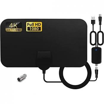 Substu antena tv interior ultra plana antena tvzantena de tv hd digital interior con amplificador de senal alcance de hasta 80km 4k 1080p hd vhf uhf compatible con canales locales