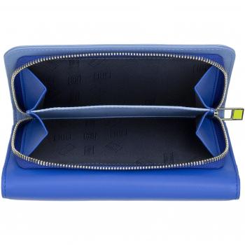 Cartera de mujer Dudu de piel suave y colorida azul, monedero con cremallera y 12 compartimentos para tarjetas