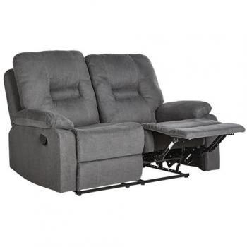 Sofá 2 Plazas Reclinable Manual Moderno Acolchado de Tela Gris Bergen II