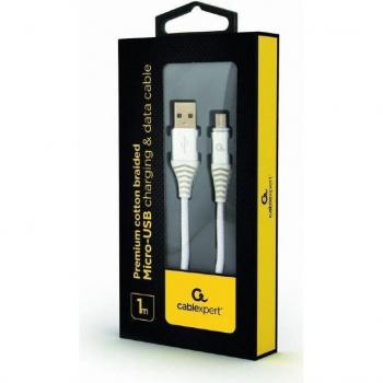 Cable USB 2.0 Micro-USB B a USB A Plata y Blanco