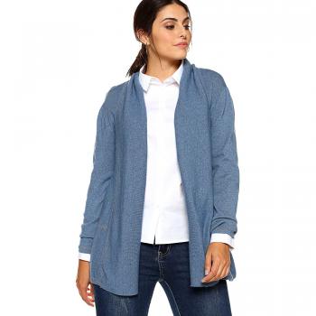 CHIC SIZE: L-4XL Chaqueta Cuello Solapa Mujer - 027542,Azul,XXL