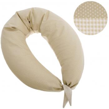 Almohada de lactancia Luna 80x185x16 cm Vichy10 Beige