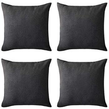 Deconovo Funda para cojin de Lino Prodector del Mueble 4 Piezas 45x45cm Gris Oscuro