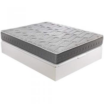 Pack Descanso Colchón Viscoelástico Ceramic + Canapé Abatible Blanco Madera Gran Capacidad 90x190 con Montaje y Retirada de Usado Incluido