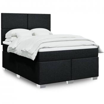Cama Box Spring con Colchón Negro 140x190 cm en Tela