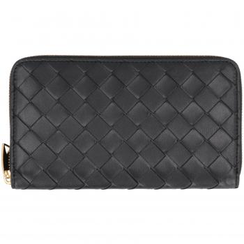 Bottega Veneta Women's Leather Zip-Around Wallet in Black 608053VCPP2 Color 8425