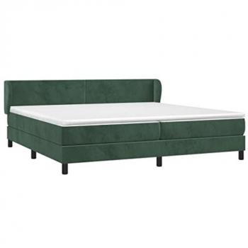 Cama box spring con colchón terciopelo verde oscuro 200x200 cm