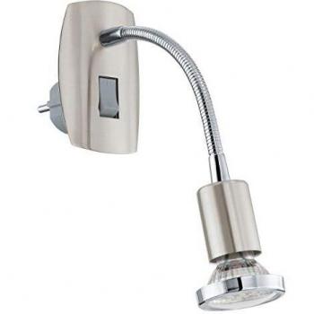 Lámpara de Enchufe LED Eglo Mini 4, GU10, 2.8W, Acero Niquelado Satinado, Luz Cálida 3000K