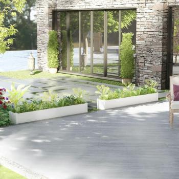 White Solid Pinewood Garden Planters - 2 pcs 200x31x31 cm