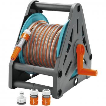Gardena 2687-20 Enrollador con Manguera de 15m y Accesorios Incluidos, Diámetro 13mm