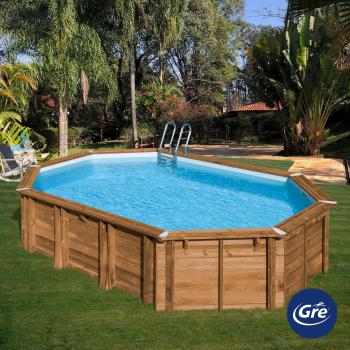 Piscina Ovalada de Madera Safran 2 - Dimensiones: 620x395x136 cm, Marca: Gre, Modelo: 7900892