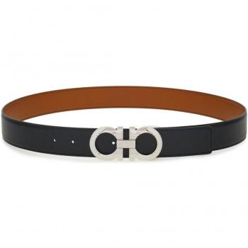 Ferragamo Men's Gancini Leather Belt - Black, Size 115 (670308)