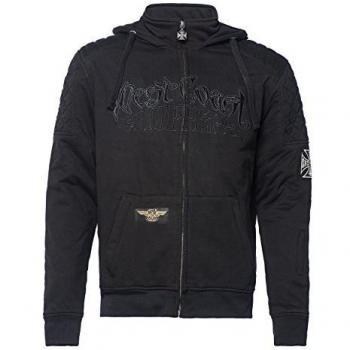 Chaqueta con capucha de Moto Por Vida Riding Aramida Negra de West Coast Choppers, fabricada en fibra de aramida Kevlar por DuPont, color negro, talla L