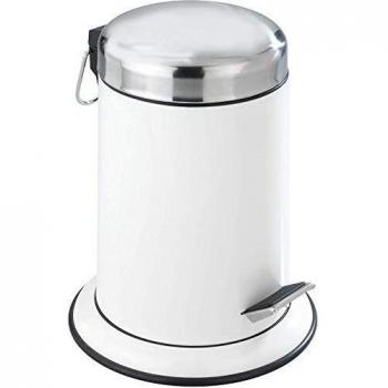 WENKO Cubo de pedal para baño Retoro acero inox 3 l Capacidad: 3 l, Acero inoxidable, 22 x 30.5 x 22 cm, Blanco