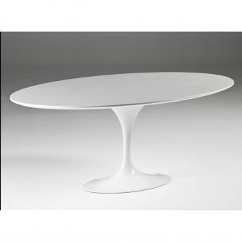 Mesa de Comedor Ovalada de Madera Blanca con Patas de Metal 200 cm