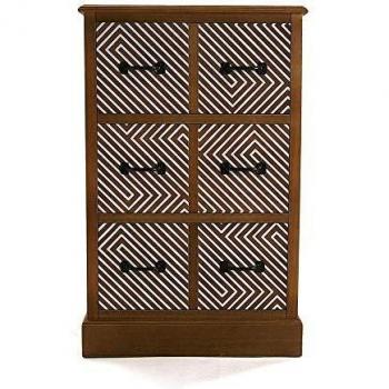 Versa 21080062 Comoda Severn con 6 cajones, Madera de Pino de Nueva Zelanda, Marrón, Blanco y Negro, 94,5 x 35,5 x 59,5 cm