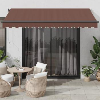 Cortina retráctil manual LED 350x250 cm Marrón